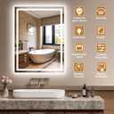 24x32 Inch LED Lighted Bathroom Mirror - Anti-Fog Vanity Mirror with Dimmable Front & Backlit, 3 Color Temp, Smart Memory - Shatterproof HD Glass, IP54 Waterproof Wall Mounted for Makeup Shaving