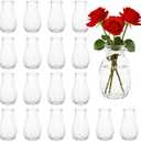20 Pack Plastic Vases, 6 Inch Bulk Clear Acrylic Vase with Wrapping Ribbon, Small Plastic Vases for Centerpiece Flowers Home Wedding Party Decorations