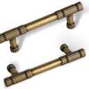 Antique Brass Cabinet Pulls 10 Pack 3 Inch Hole Centers for Kitchen Cupboard Handles Drawer Dresser Handle Bathroom Vintage Cabinet Pulls Furniture Wardrobe Door Hardware Zinc Alloy