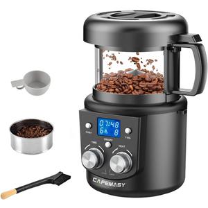 CAFEMASY Coffee Bean Roaster Machine - Home Use Air Coffee Roaster with Adjustable Timer Roasting Heating and Air Fan Setting
