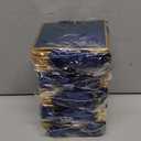 Yeaqee 50 Pcs Mini Metallic Foil Gift Bags with Handles 4x4.75x2.25'' Tiny Thank You Favor Bag with Tag for Fall Thanksgiving Halloween Christmas Wedding Baby Shower Birthday Party(Navy Blue, Gold)