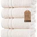 Hawmam Linen Sea Salt Cream Hand Towels 4 Pack Turkish Cotton Premium Quality Soft and Absorbent Small Towels for Bathroom