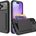 Amazon.com: FDTCYDS for iPhone 17 Pro Case with Card Holder,Credit Card Slot Protective Wallet Case - Black : Cell Phones & Accessories