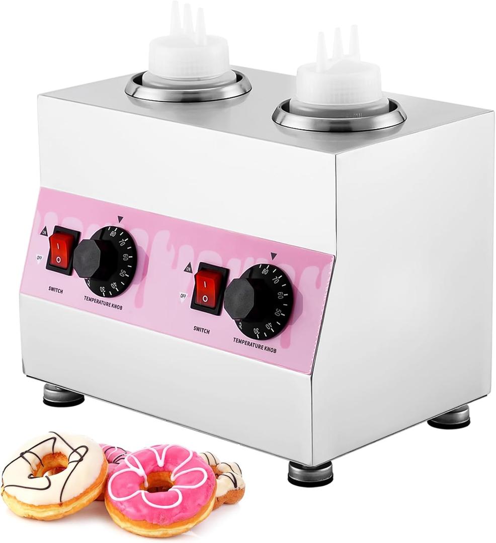 Electric Sauce Warmer Hot Fudge Warmer Dispenser Nacho Cheese Warmer Jam Heat Preservation Machine with 22oz Bottles, 86~185 110V