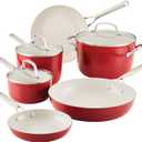 KitchenAid Hard Anodized Ceramic 9-Piece Nonstick Cookware Set  Includes Fry Pans, Saucepan, Stockpot, Durable, Even Heating, Oven Safe to 500F, Empire Red