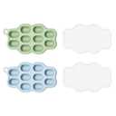 Baby Food Freezer Tray with Lid 2 Pack, Silicone Baby Food Storage Containers, Breastmilk Popsicle Mold, Small Ice Cube Tray for Homemade Baby FoodBlue/Green