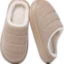 SHIBEVER Fuzzy Slippers Women Indoor: Memory Foam Warm House Shoes - Slip On Closed Toe Comfy Bedroom Slippers Women (6.5-7, 74-apricot)