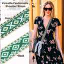 2 x uxcell 5 Yards Cotton Webbing Strap, 2-inch(50mm) Jacquard Webbing Ribbon Embroidery Polyester Webbing Straps Purse Strap Belt for Purse Bag Crafts Clothing, Green-Blue
