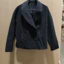 Tankaneo Womens Cropped Wool Blend Pea Coat Casual Long Sleeve Double Breasted Notched Lapel Overcoat Jackets, XL