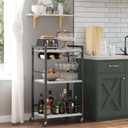 TUTOTAK Bar Cart, Home Bar Serving Cart, Small Cart with 3-Tier Shelf, Beverage cart, Drink Cart with Rack and Glass Holder, Rolling bar carts for Home, Living Room, Marble White BC01BM035