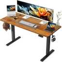 YIHAYO Electric Standing Desk, 55 x 24 Inches Stand Up Desk with Splice Board, Adjustable Height Desk, Computer Desk for Home Office, Black Frame/Rustic Brown Top