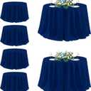 sancua Round Tablecloth 132 Inch Diameter, 6 Pack - Circle Polyester Fabric Table Cloth for Wedding Party Reception Banquet Birthday, Washable Formal Table Cover (Fit 54-96 Inch Tables), Navy Blue
