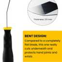 Mister Rui 3" Bent Scraper, Heavy Duty Paint Scraper Tool with Pole Socket Hammer End, Stainless Steel Bent Blade with Anti Slip Rubber Handle, Curved Floor Scraper for Cleaning, Removing, Repairing (Yellow)