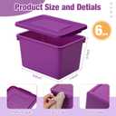 Potchen 6 Pack Cute Plastic Storage Bins with Lids Decorative Stackable Storage Boxes 9.8" 7.3" 5.7" Small Storing Totes for Organizing Craft Office Supplies (Colorful)