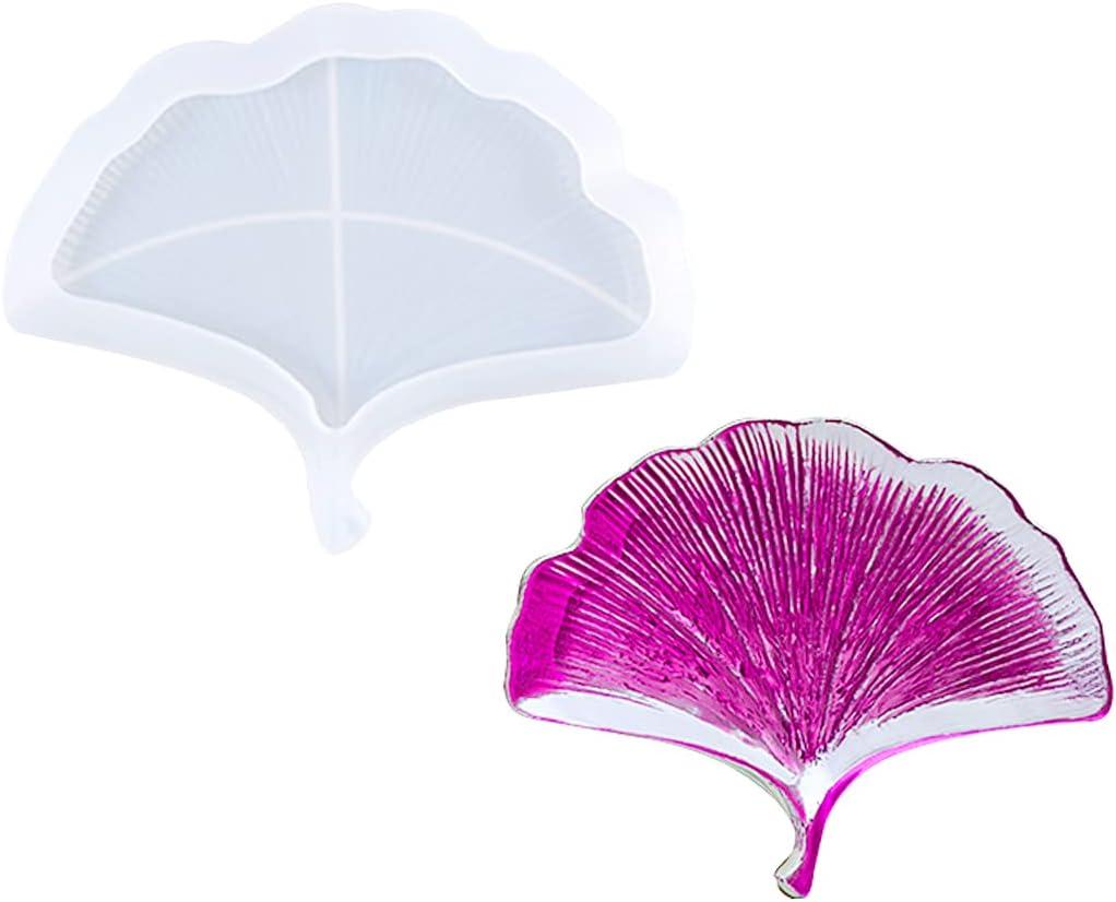 Voyyphixa Leaf Epoxy Resin Molds Tray Silicone Mold for Resin Jewelry Plate Mould DIY Casting Irregular Tropical Leaves Serving Tray Fruit Dish Trinket Box(Ginkgo Leaf)