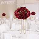 Red Roses Flowers Balls for Centerpieces: 10 PCS 15.7" Diam Flower Centerpieces for Tables in Wedding Reception Decorations Arrangement for Party Celebration Planners