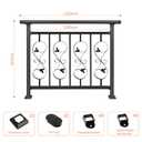 Horizontal Deck Railing Kit, 36in H x 48in W Wrought Iron Porch Railing, Black Powder-Coated with Decorative Pattern, for Flat Decks & Balconies