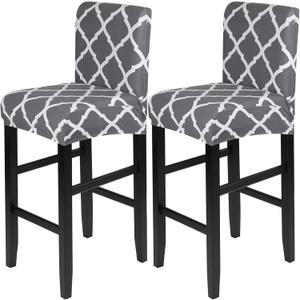SearchI Bar Stool Covers Set of 2, Stretch Washable Barstool Seat Covers, Counter Height Chair Covers for Kitchen Dining Room Cafe (Rhombus Grey)