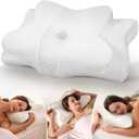 Cozyplayer True Cooling Cervical Neck Pillow for Pain Relief, Ergonomic Side Sleeper Pillow for Neck Support, Odorless Orthopedic Contour Memory Foam Pillows, Bed Pillow for Back Stomach Sleeper (Queen, White)