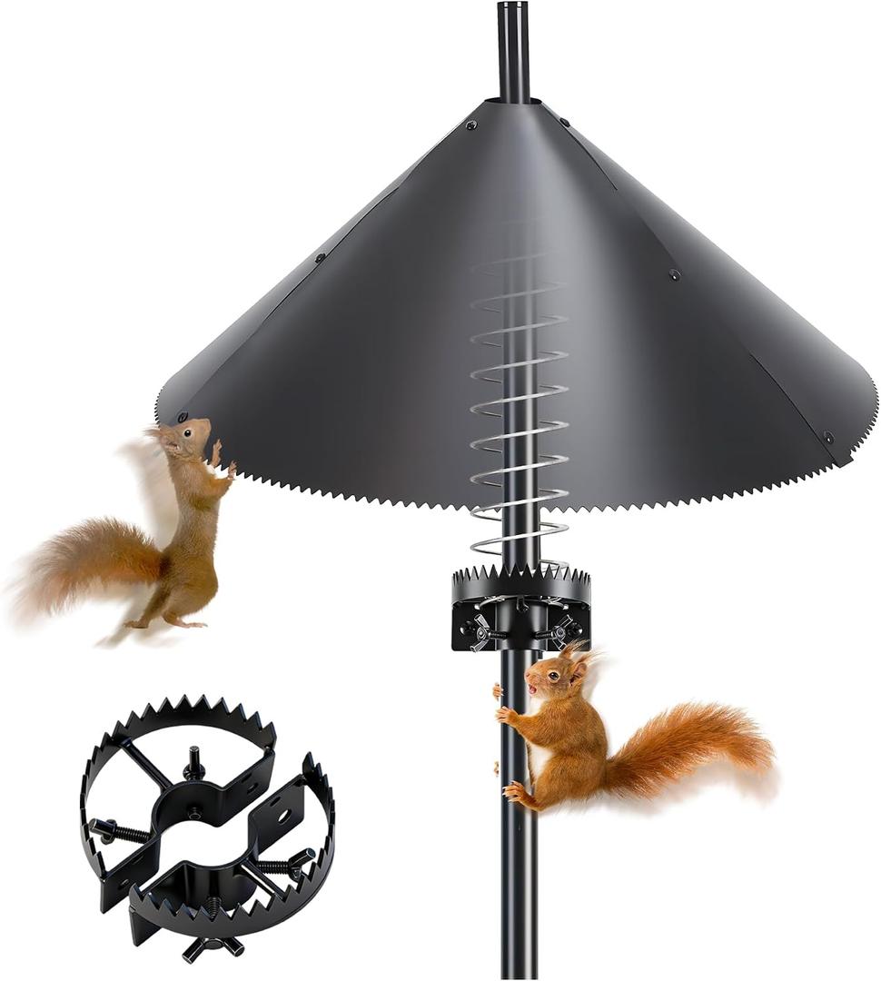 2026 Upgraded Squirrel Baffle for Bird Feeders, 5-Point Stable Structure, Swaying Anti-Climb Design, Fit for 0.5-1.25" Poles & Shepherd Hooks, Squirrel Guard for Bird Houses, 19.7 Inch