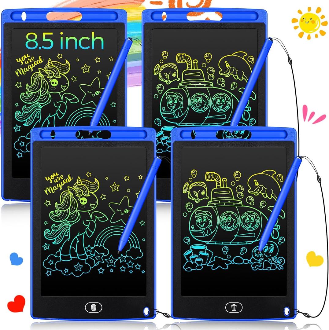 Zonon 4 Pcs LCD Writing Tablet for Kids 8.5 Inch Doodle Board Drawing Tablet Toddler Toys Gifts LCD Writing Board Electronic Erasable Reusable Colorful Screen Pad(Blue)
