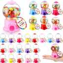 Foilswirl Candy Party Favors with 3.8 Inch Mini Candy Dispenser Toy Thank You Cards Mini Bubble Gumball Machines for Land Birthday Party Decorations Favors(18 Sets)