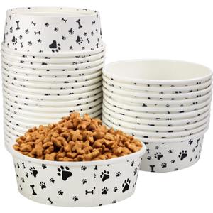 Disposable Dog Bowls - 30 Pcs 16 Ounces Paper Pet Bowls for Food and Water - Serving Tray Dishes for Small Medium Dogs Cats