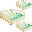 3 PCS Napkin Holder for Table Flat Napkin Holder with Weighted Arm Square Paper Napkin Holders Metal Modern Napkin Holder Paper Cocktail Napkin Holder for Kitchen Dinner Outdoor, Gold