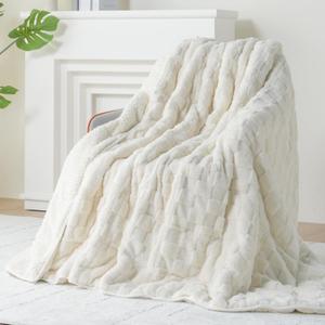 Kivik 15 lbs Weighted Blanket for Adults, Buttery Soft Checkered Heavy Blankets Throw for Bed Sleeping & Calming, Dual Sided Fluffy Fleece Washable, Warm Comfort, Queen Size 60 x 80 inches, Beige