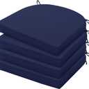 HARBOREST Outdoor Chair Cushions Set of 4, Water Resistant Patio Chair Cushions with Ties, Outdoor Seat Cushions for Patio Furniture, 17"x16"x2", Navy