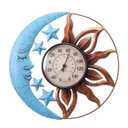 MUMTOP Indoor Outdoor Thermometer - Sun and Moon Wall Thermometer with Star, Outdoor Thermometers for Patio, Room, Greenhouse, Outside, Garden Decor (Blue)