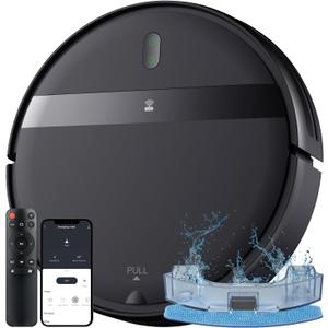 Robot Vacuum and Mop Combo for Pet Hair & Large Homes  Smart App/Voice, 2300Pa Suction, 120Min Clean, Ultra-Thin 2.87" Design (Black Green)