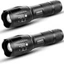 LED Emergency Handheld Flashlight with Adjustable Focus, Water Resistant, 5 Modes, Best Tactical Flashlight for Emergency, Camping and Fishing, 2 Pack (L1000)
