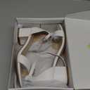 PARTY Women's Open Toe Ankle Strap Low Block Chunky Heels Sandals (5.5, White Pu B)