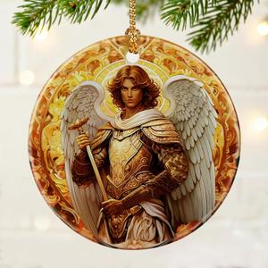 2 x Archangel Michael Ornament | Christmas Ornaments, Christmas Tree Decorations, Holiday Hanging Decor, Warrior Angel Decor | Religious Gifts, Christian Gifts | Faithful Gift, Spiritual Guardian Gift