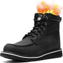 ANGRYRAM Winter Steel Toe Boots for Men Moc Toe Waterproof Work Boots Men's Comfortable Steel Toe Wedge Safety Boots Lightweight Indestructable Construction Boots (10, Black)