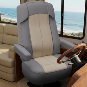 VALUN RV Seat Covers (Grey 2 Pack)  Captains Chair Seat Covers for RV Captain Chair & Motorhome Chairs, Universal Fit RV Chair Covers for Camper, Trailer, Van, Protects Against Dirt, Spills & Wear