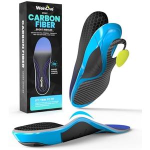 Welnove Carbon Fiber Sports Insoles with Arch Support | Jump Higer & Run Faster Stabilize Better Athletic Insoles for Running, Basketball | Shock Absorption & Energy Return,NOT for Cleats-L Size 39/6.5 - 40/7