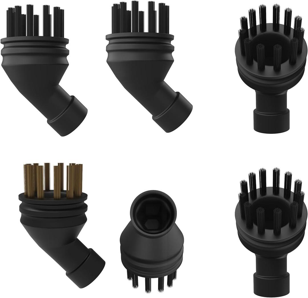6-Pack Nylon & Brass Brush Set Compatible With Curmedi JQ-399 Steam Cleaners