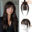 Ms Taj 360 Cover Clip in Real Human Hair Fake Bangs Clip in Hair Extensions for Women - Daily Use (Dark Brown)