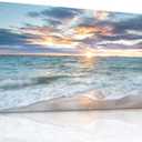 Yxbhhym-Large Canvas Wall Art Beach Artwork for Walls Coastal Wall Décor Seascape Prints Ocean Painting Sunset Picture Waves Sea Landscape Poster Bedroom Wall Art Living Room Office Decorations, 48"L x 24"W