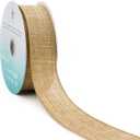 CT CRAFT LLC Burlap Fabric Wired Ribbon 1.5 Inch x 10 Yards Natural Color for Christmas Home Wedding Decor Gift Wrapping Tree Topper Bow Wreath Bouquet DIY Crafts