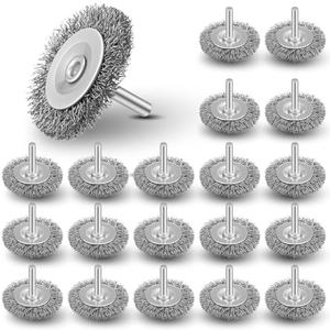 Moxweyeni 20 Pcs 2 Inch Stainless Steel Wire Wheel Brushes for Drill Bits with 1/4 Inch Shank, 0.0118" Carbon Steel Wire, for Power Operated Grinders
