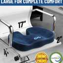 Everlasting Comfort Doctor Recommended Memory Foam Seat Cushion for Office Chairs & Car - Ergonomic Office Desk Accessories - Cushions for Tailbone Pain Relief, Sciatica (Navy Blue, Large)