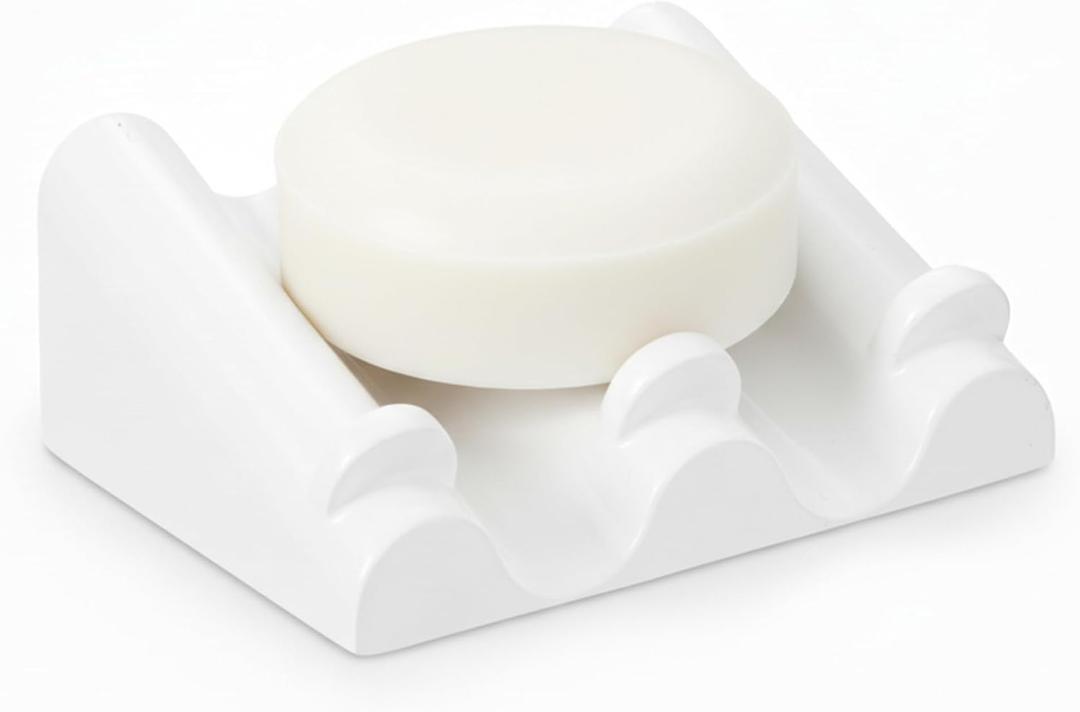 DOXOLOGY White Marble Soap Dish Bathroom Organizer - Resin Soap Dish with Rectangular Design 3.7" L x 2.8" W - Self Draining Soap Dishes Keeps Countertop Neat - Marble Look Soap Tray for Sink