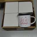 Yaomiao 4 Pack Christmas Gifts Enamel Mugs Warm and Cozy Enamel Tea Cups 12 Ounce Merry and Bright Coffee Mugs Seasonal Holiday Vintage Camping Cup for Women Coworkers (Pink, Bright Style)