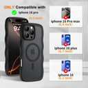 Hualele Magnetic for iPhone 16 Pro Case, Compatible with MagSafe, Military Grade Dropproof Translucent Matte Back Cute Curly Wave Edge Slim Phone Case 16 Pro, Black
