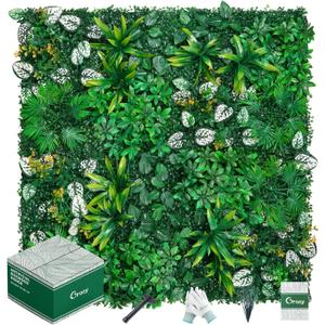 Artificial Hedge Grass Wall, Boxwood Panels 20"x20"(12pcs), Greenery Wall Backdrop, UV Protected Privacy Fence Screen, Green Wall Decor for Outdoor Indoor Wedding Dcor (Dracaena)