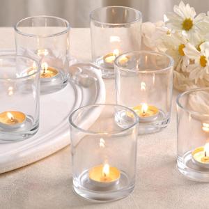 DARJEN Larger Clear Votive Candle Holders Set of 6 Tea Light Candle Holder Glass, Clear Candle Holders for Wedding, Party and Home Decor, Table Centerpiece