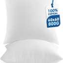 MIULEE 24x24 Pillow Inserts,Set of 2 100% Virgin Microfiber with Cotton Cover Throw Pillows for Couch Sofa and Bed, White 